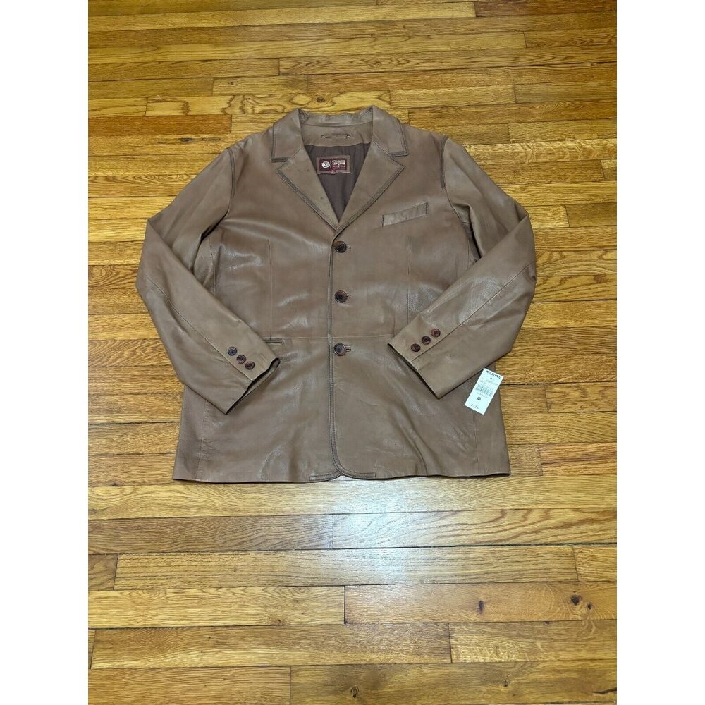 Wilsons Leather Jacket Mens Size XL Brown Button Down Collared Lined NWT $318